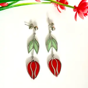 Red Tulip Earrings