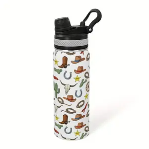 20 oz Western Cowboy Travel Mug - Double-layer Vacuum Insulated Stainless Steel Water Bottle with Straw Lid, Cowboy Hat Design, Leak-proof Insulated Cup Suitable for Hot and Cold Drinks, Gym, Office, Camping, Gift for Cowboy/Cowgirl