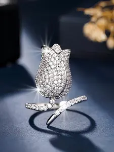 1 shiny and gentle ladylike tulip shaped ring, fashionable and versatile with exquisite design, adjustable finger ring and index finger opening, perfect gift for ladies as a bracelet