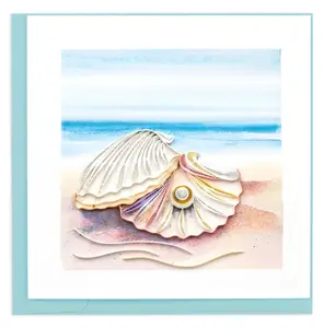 Quilled Seashell & Pearl Greeting Card