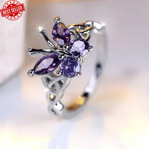Purple Butterfly Ring for Women - Intricate Detailing and Whimsical Design
