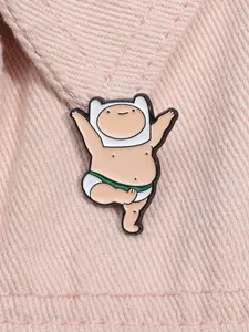 Adventure Time Animated Character Boy Brooch Enamel Pin Cute Fat Man Dancing Alloy Brooches Decorative Backpack Lapel Badge Accessories  Fashion Jewelry Gift For Kids Friends Durable Metal Pins