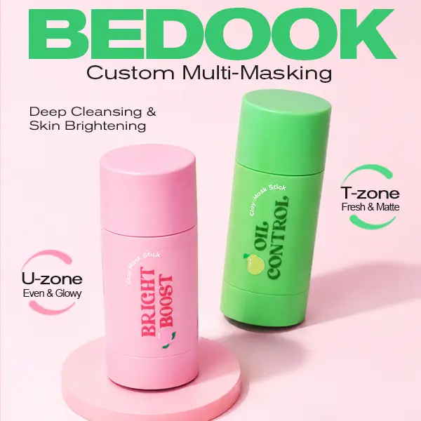 BEDOOK Clay Mask Stick, 2-Piece Set 2 x 20g | Dual T-Zone & U-Zone Care,  Oil Control, Blackhead Remover, Deep Pore Cleansing, Skin Brightening, Mess-Free Non-Drying Detox Mask for Smooth Skin,Gentle for Sensitive Skin