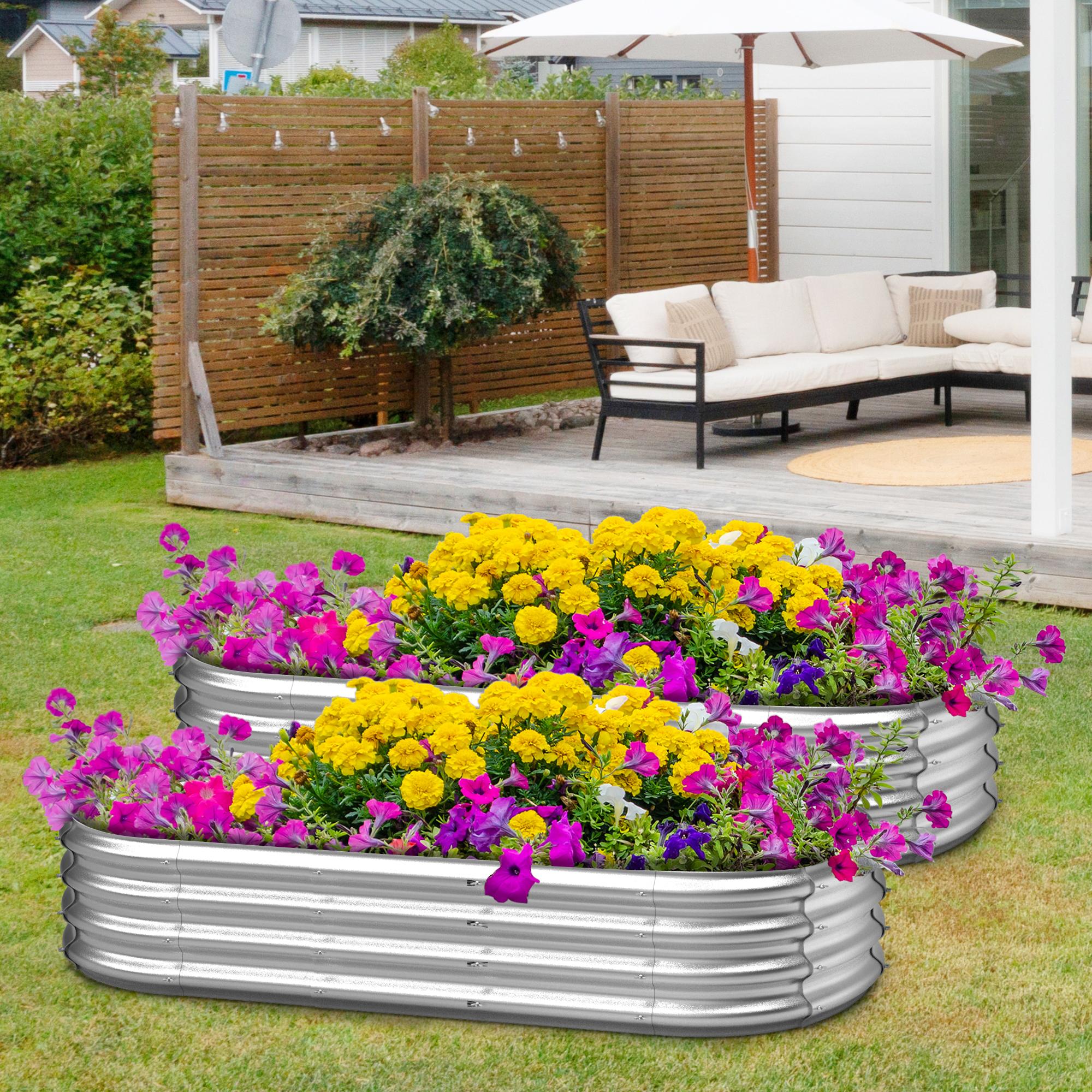 ennva 2-piece set of galvanized raised garden beds, galvanized oval large metal raised garden boxes, suitable for outdoor vegetable growing ennva 2-piece set of galvanized raised garden beds, galvanized oval large metal raised garden boxes, suitable for outdoor vegetable growing