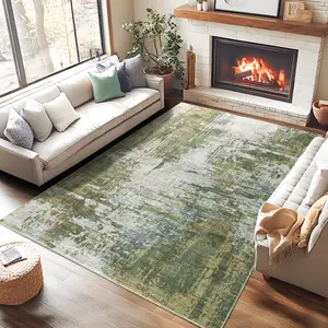 Machine Washable Non Slip Modern Abstract Boho Vintage Rug, Faux Cashmere Soft Low Pile Carpet 5x7 6x9 ft, for Living Room Bedroom Kids Room Dining Room Office Study