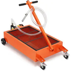 GARVEE 17 Gallon Low Profile Oil Drain Pan with 180W Electric Pump, 8 Ft Hose, T Folding Handle, and Rolling Cart for Trucks, RVs, and Buses - Efficient Oil Change Solution