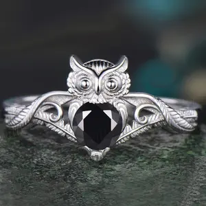 925 Sterling Silver Vintage Owl Design Ring, Fashion Gothic Style Jewelry for Party, Daily Decor, Trendy All-match & Exquisite Jewelry for Birthday Gift