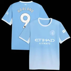 Unisex Soccer/Football Manchester City Team Erling Haaland #9 Laliga 2026/27 Home Replica jersey - Light Blue RQ