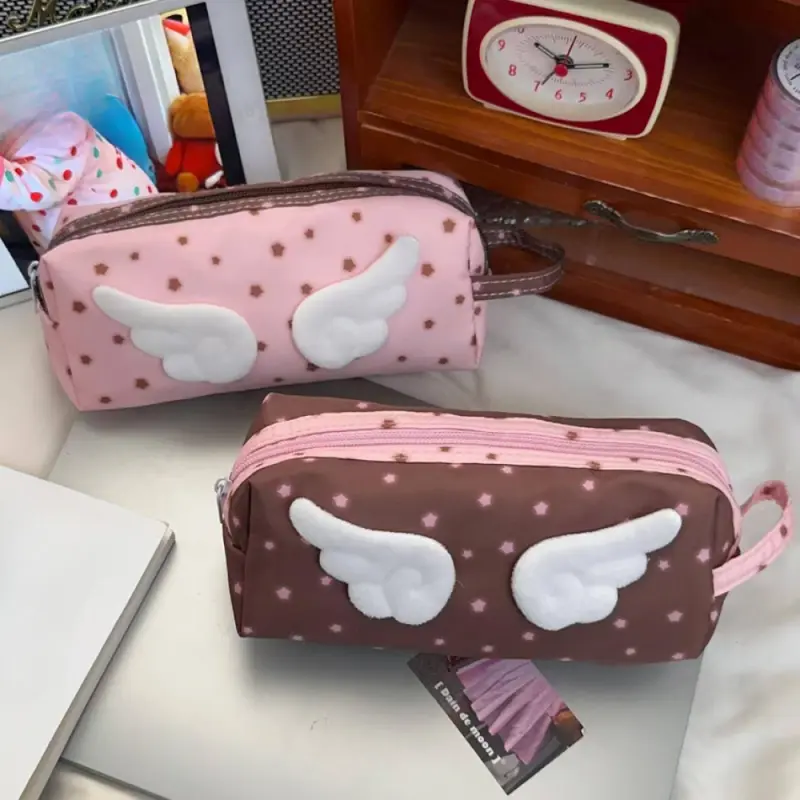 2 Little Angel Star Pencil Cases Unique Non Collision Pencil Boxes Minimalist Style Large Capacity Stationery Storage Bags DIY Convenient Pencil Box Stationery Box