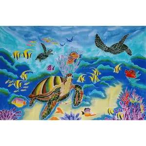 Hand painted under water batik sarong, wall art
