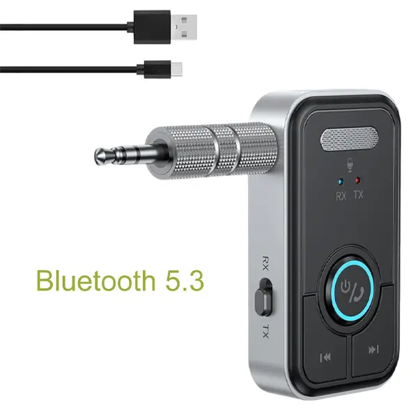 2-in-1 Wireless Bluetooth 5.3 Transmitter Receiver, Premium Bluetooth Car Adapter for Vehicles and Home Stereos