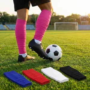 Men's Leg Compression Sleeves for Football Soccer - Shin Guard Grip Pre Cut Socks Calf Support Muscle Recovery Sports Athletic Performance Gear Breathable Comfortable Fit