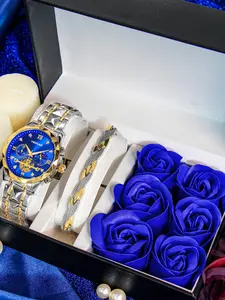 Men's Business Fashion Waterproof Luminous Quartz Watch, with Box, Fashionable Watch, Fashion Watch Set for Party, Daily Decor, Trendy All-match & Exquisite Watch Set for Gift