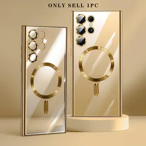 Luxury HD Transparent Magnetic Wireless Charging Protective Phone Case Compatible with Samsung Compatible with Galaxy S26 S25 S24 S23 S22 Ultra Plus FE with Lens Protector Soft Shockproof Cover