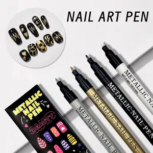 1pc Nail Art Graffiti Pen 3D White Black Golden Silvery Nail Art DIY Polish Liner Pens Manicure Nail Design Painting Tools Nails Brush