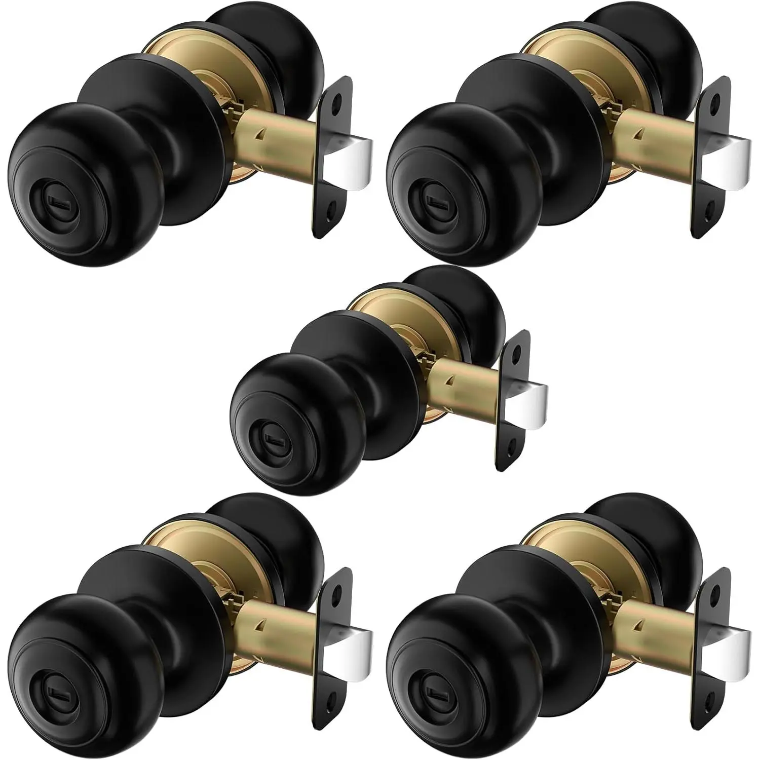 Privacy Door Knob, Keyless Matte Black Interior Door Knobs with Lock, Black Door Knobs for Bedroom & Bathroom, Indoor Door Knobs for Interior Doors