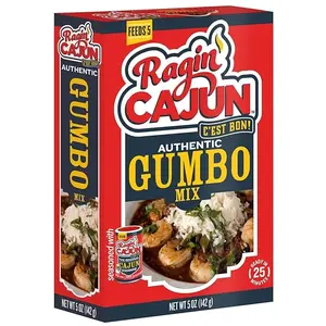 Ragin' Cajun Authentic Gumbo Mix - 5 oz Box, No MSG - Louisiana Creole Gumbo Base for Chicken, Sausage & Seafood, Ready in 25 Minutes