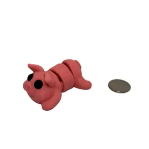 3D Printed Articulated Pig Figure - Cute Design with Unique Features and Black Eyes