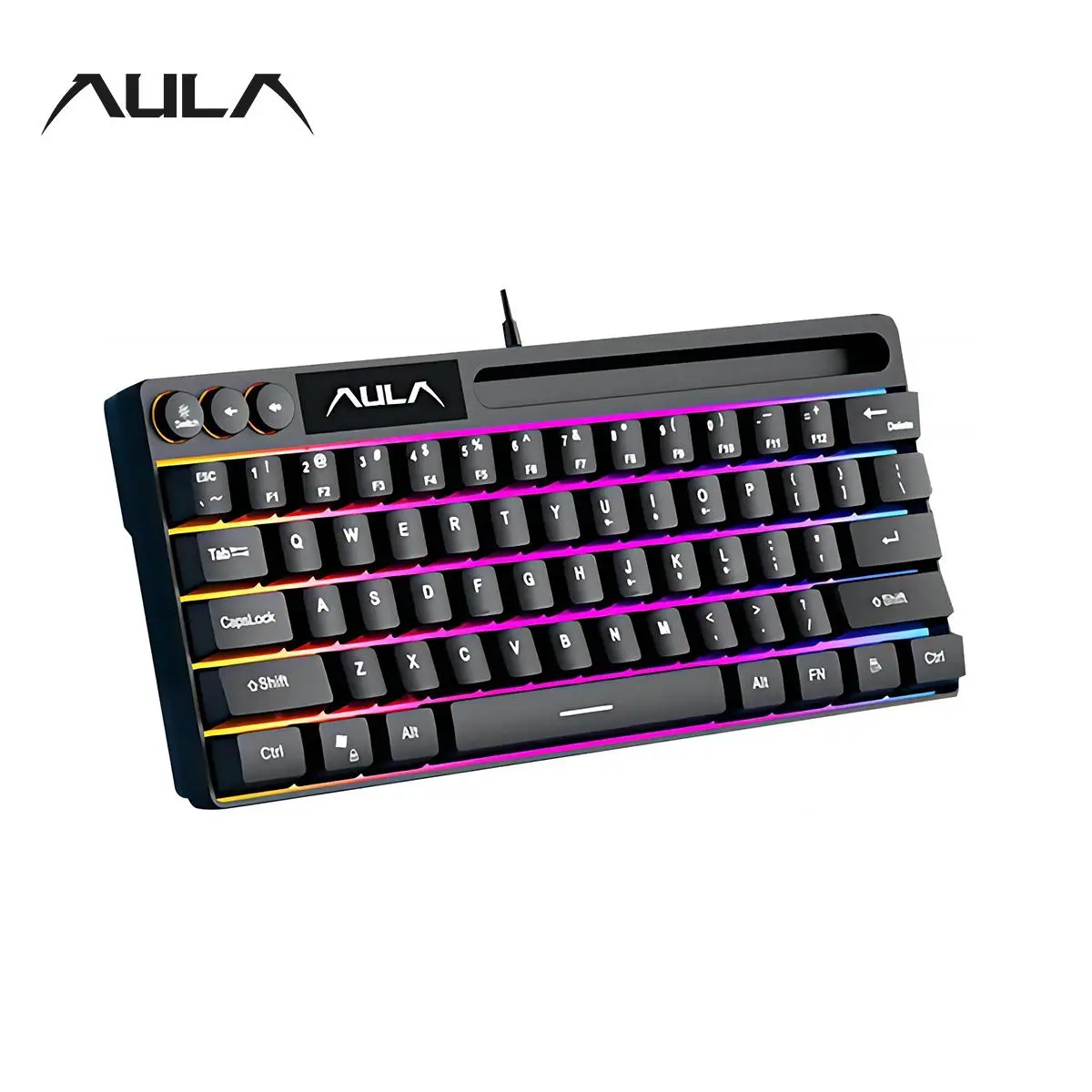 AULA Wired Gaming Keyboard, 64 Key Wired Backlit Keyboard for Gaming Study Work, Multifunctional Portable Keyboard for Desktop Computer Notebook