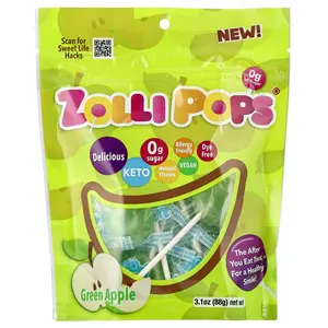 Zollipops The Clean Teeth Pops, Green Apple, 3.1 oz (88 g)
