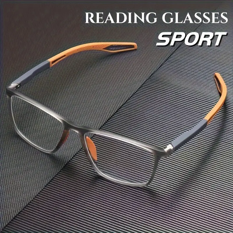 Sporty TR Frame Reading Glasses, Unplated Precious Metal, Lightweight Comfortable Design, with Smart Zoom, with Strength Lenses Included for Men Black/Grey+Hd