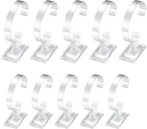10 Pcs Watch Display Stand Holder, 4 Inch/3.5 Inch Clear Plastic Watch Display Stand Rack, round Transparent Bracelet Stand Holder HexinYigjly