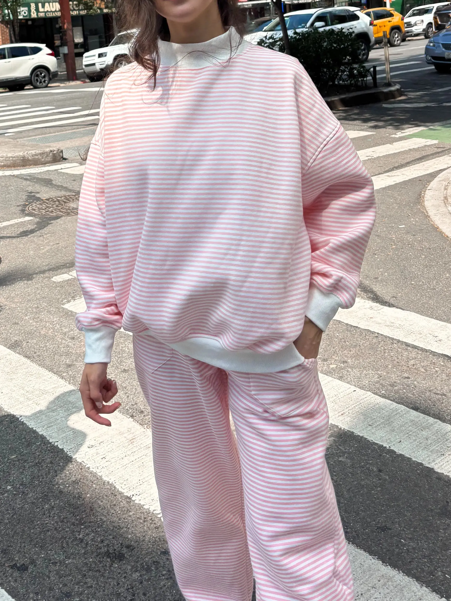 Light Pink and White Big Striped Sweatpants Light Pink and White Big Striped Sweatpants