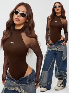 Coolane Women's Spring/Summer Music Festival Party Breathable Mesh Stretchy Bodysuit Bodysuits,Valentine's Day