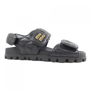 Pre-owned miu miu Lambskin Small Leather Goods Sporty Matelassé Nappa Leather Sandals