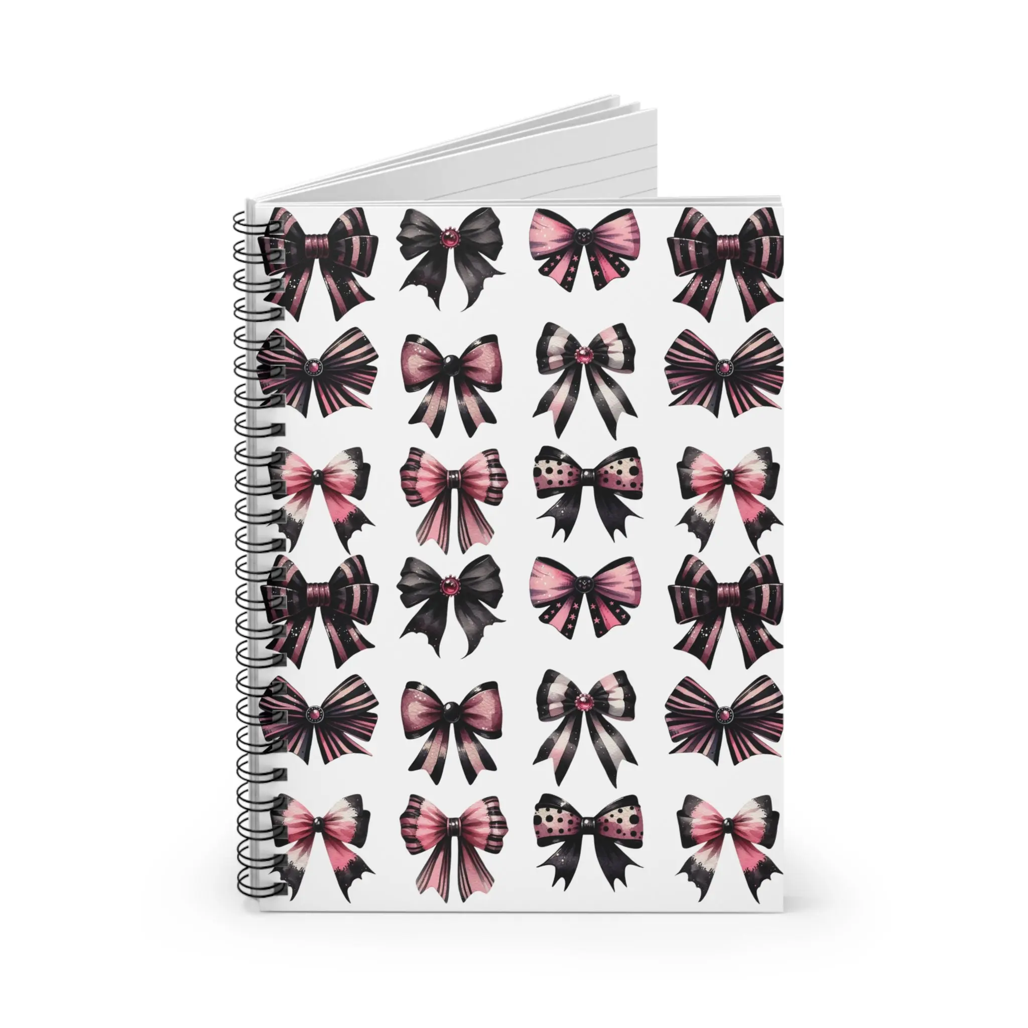 Pink + Black Bows Spiral Notebook