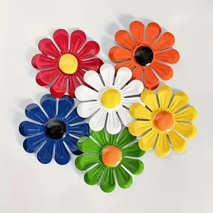 6pcs Colorful Metal Sunflower Statue Wall Decor Set, Perfect for Home and Garden Decoration, Ideal for Living Room, Bedroom, Dining Room, Outdoor Courtyard and Fence