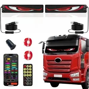 Car LED Light with Remote Control, Dual-screen Synchronous Display Devil Eye Car Flexible Screen, Led Grill Emblem, Suitable for Parties, Stores, Concerts, Etc