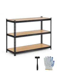 Garvee 3Tier Adjustable Garage Shelving Units, 1320 Lbs Heavy Duty Metal Utility Rack Shelf, 60" W x 18" D x 36" H Inches Storage Shelves, Freestanding Shelving Units for Shed, Basement