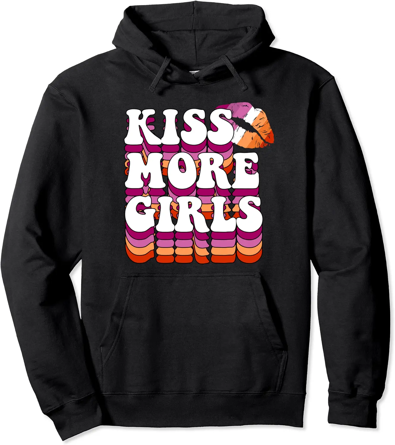 Kiss More Girls Lips Lesbian Pride Flag Couple Gift Pullover Hoodie - Griseldatu Shop 79B08CBZSMH4
