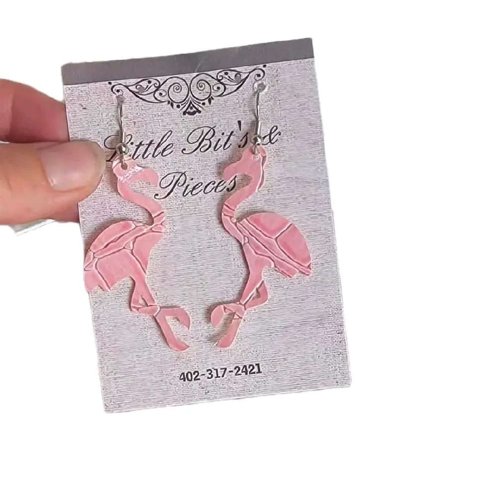Handmade Pink Flamingo Dangle Earrings, Cute Summer-Themed Jewelry