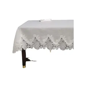 Simple White Lace Tablecloth Embroidered Dining Tablecloth Table Runner Coffee Table Square Table Modern Minimalist Style Polyester