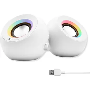 Performance White Computer Speakers with RGB Lighting Bluetooth USB Triple Mode Connection Dual 225 Inch Drivers for PC Gaming Work and Play Desktop