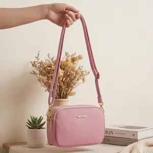 1pc Women's Double Zipper Crossbody Bag Large Capacity Multi-Compartment Sling Bag Adjustable Strap Lightweight PU Leather Shoulder Purse For Daily Travel Shopping Dating Work Casual Use Trendy Solid Color Mini Camera Bag