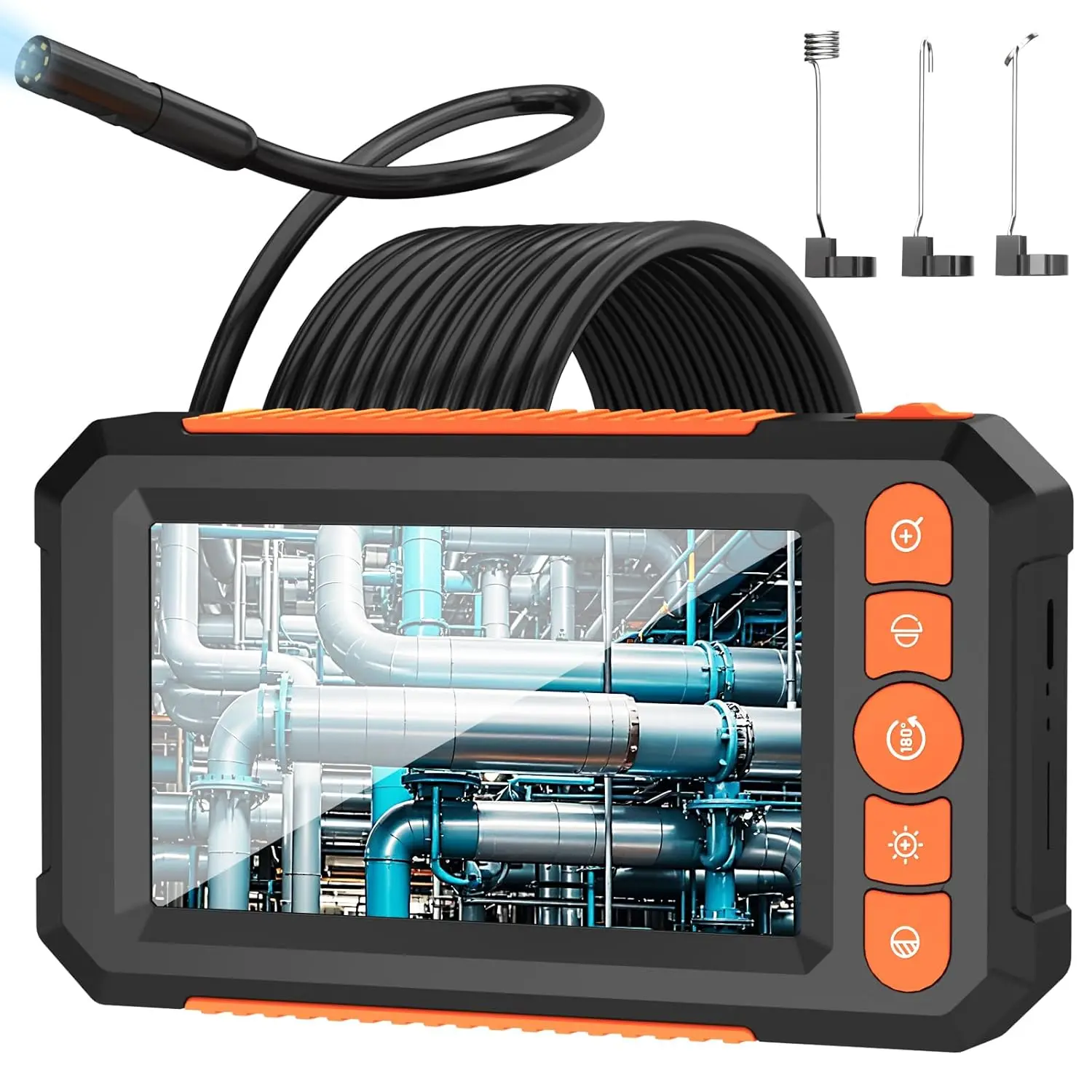 Cable Snake Camera Industrial Endoscope Borescope Camera with Light, 4.3'' Screen HD ...