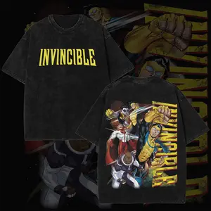 Vintage Invincible Mighty Universe T-Shirt – Invincible & Omni-Man Team Graphic Tee, Superhero Comic Streetwear Cotton Shirt, Unisex Oversized Top, Gift for Fan, Gift for Him