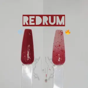 redruM | Red Thermal Color Change Nail Dip Powder, red acrylic nail powder for nail art
