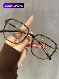 Simple Anti-blue Light Square Frame Eyeglasses for Women, Fashion Tortoiseshell Pattern Eyeglasses for Work, Daily Clothing Decor, Perfect for Student Daily Use, Trendy Frames