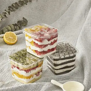 50PCS Clear Disposable Dessert Cups with Lids | Mousse Cake Box Pudding Cup Ice Cream Cup Jelly Cup Yogurt Dessert Cup Tiramisu Container Mille Crepe Cake Box Takeout To-Go Baking Pastry Packaging Leakproof Stackable