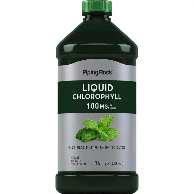 Piping Rock Liquid Chlorophyll 100mg - 16 oz - Mint Flavor - For Women & Men - Vegan, Non-GMO, and Gluten Free Formula