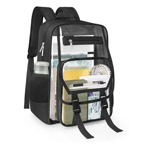 Wedama Heavy-Duty Fabric&PVC Adjustable Large-Capacity Backpack - See It All Fast Transparent PVC Backpacks for School, Campus Life, Travel & Father's Day Gift