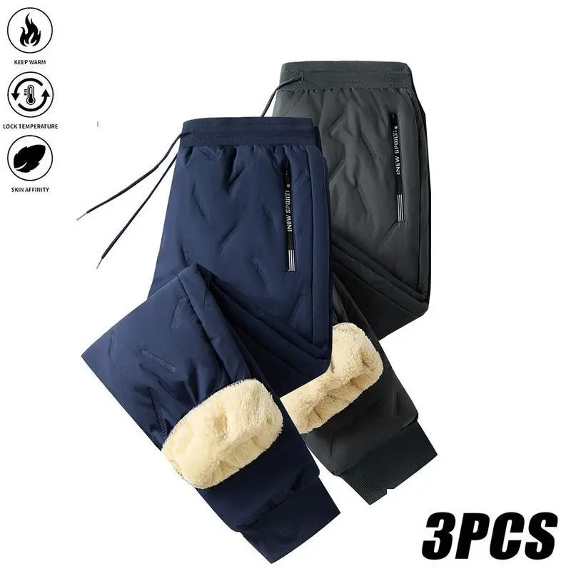 3-Pack Men's & Women's Thickened Winter Jogger Pants with Plush Fleece Lining Warm Leak-Proof Windproof Adjustable Drawstring Waist Zipper Pockets Solid Color for Casual Home and Outdoor UseGiftGift 3-Pack Men's & Women's Thickened Winter Jogger Pants with Plush Fleece Lining Warm Leak-Proof Windproof Adjustable Drawstring Waist Zipper Pockets Solid Color for Casual Home and Outdoor UseGiftGift