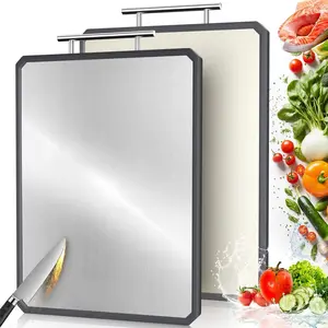 Titanium Cutting Boards for Kitchen, 2 in 1 Non Toxic Cutting Board, Food-Grade Double Sided Pure Titanium & Wheat Straw PP Chopping Board for Meat/Vegetables, Dishwasher Safe Large 16.3”×11-1 PC