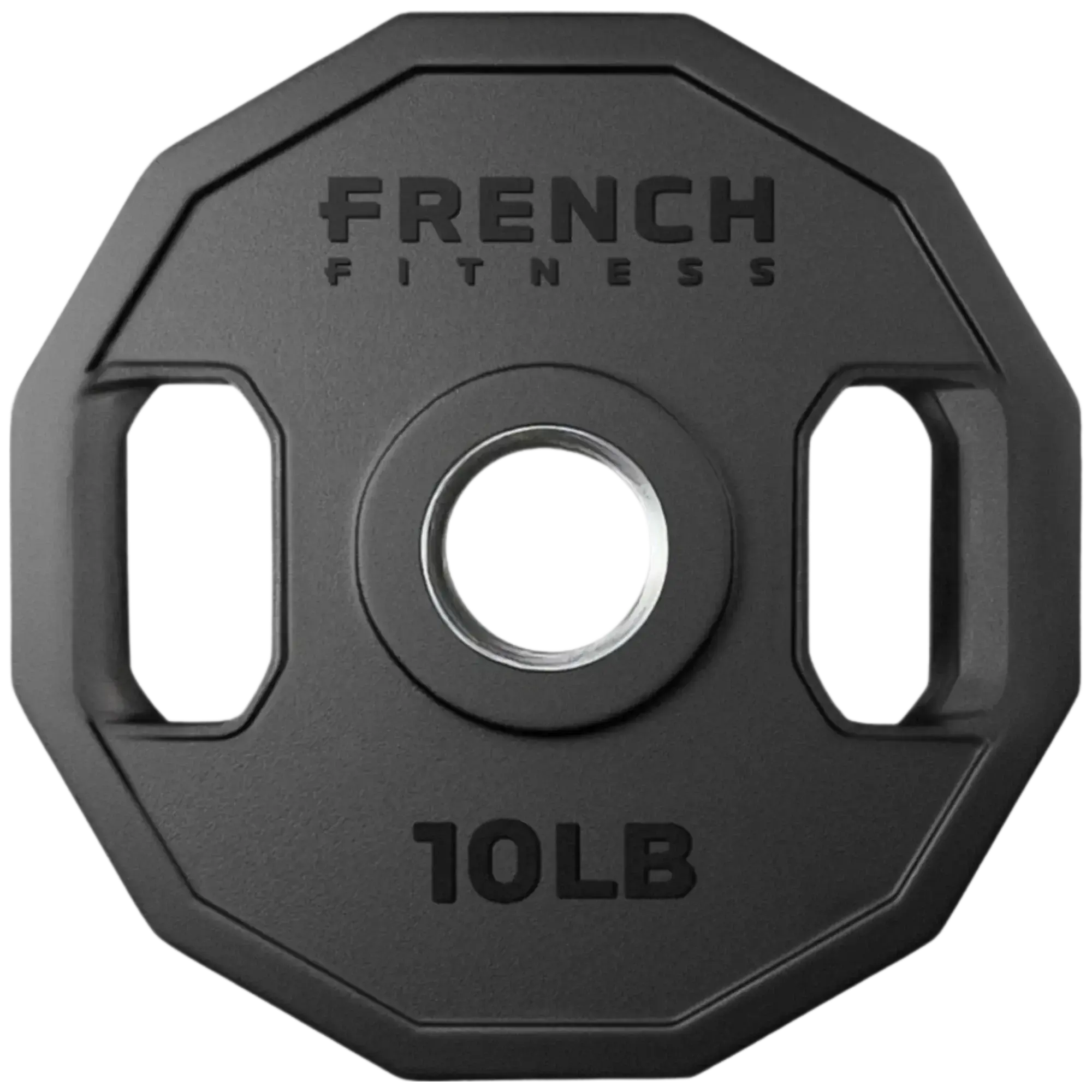 French Fitness V2 Urethane Olympic Weight Plate, 10 lbs Black Barbell Weights (New)