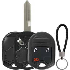 Key Fob Shell Case Replacement for Ford F150 F250 F350 Edge Explorer Expedition Escape Flex Ranger 2008 2009 2010 2011 2012 2013 2014 Keyless Entry CWTWB1U793 3 Button with Keychain