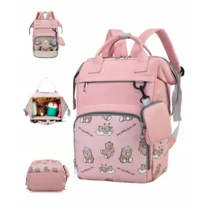 Large Capacity Baby Diaper Bag Backpack, Fashionable Portable Maternity Bag with Pockets, Cute Animal Print Design, All Seasons Use